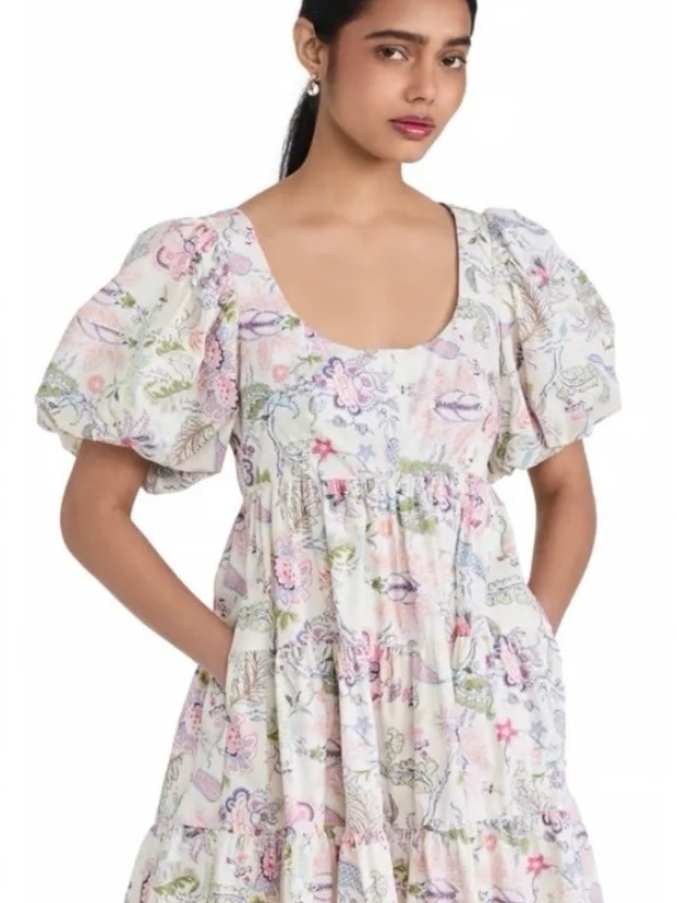 Cinq Sept Ethel Paisley Puff Sleeve Babydoll Dress